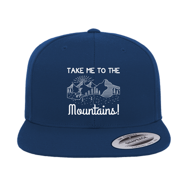 Hiking Take Me To The Mountains Embroidered Flat Bill Cap